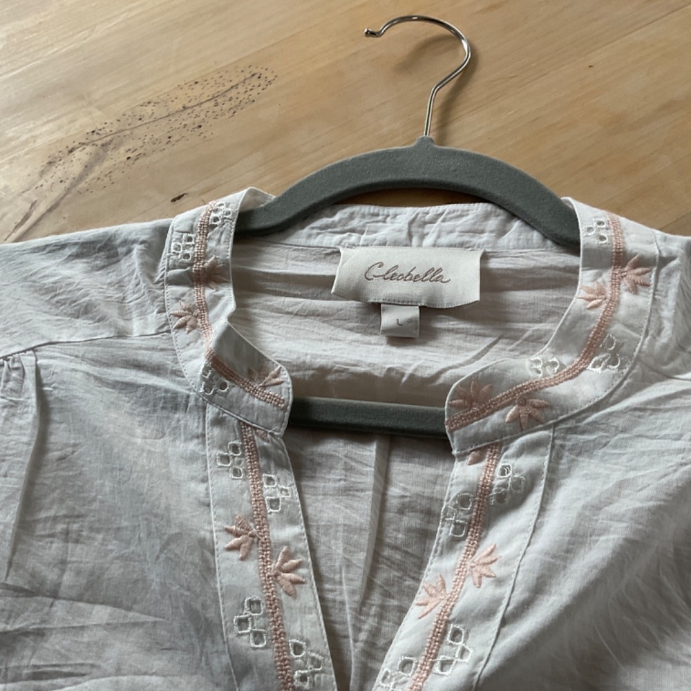 Cleobella White and Pink Embroidered Blouse - Picture 3 of 6